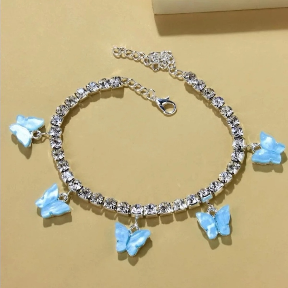 Blue butterfly anklet